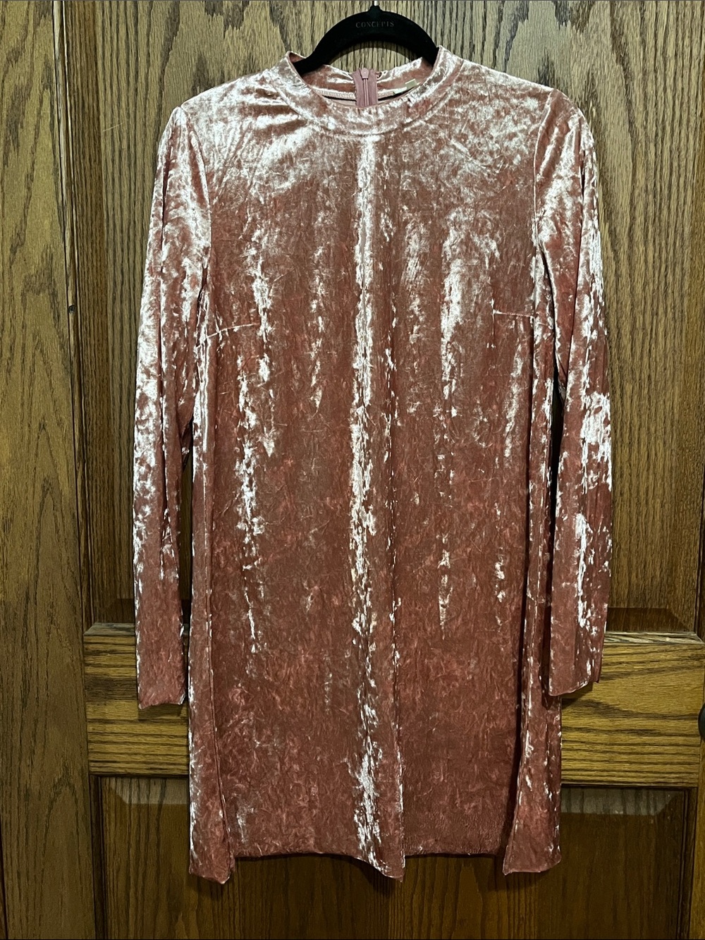 love J Blush Velvet Long Sleeve Shift Dress
